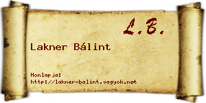 Lakner Bálint névjegykártya